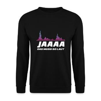 Techno Discjockey Das muss so laut DJ - Unisex Pullover - Schwarz - Vorne - Alina (178cm) & Michal (187cm)