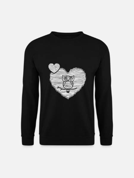 Hibou « vieux hibou avec cœur » hiboux collection hiboux - Sweat-shirt Unisexe - noir