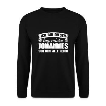 Johannes Vorname Geschenk - Unisex Pullover - Schwarz - Vorne - Alina (178cm) & Michal (187cm)