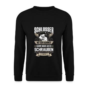 Schlosser - mit dem Hammer kann man auch schrauben - Unisex Pullover - Schwarz - Vorne - Alina (178cm) & Michal (187cm)