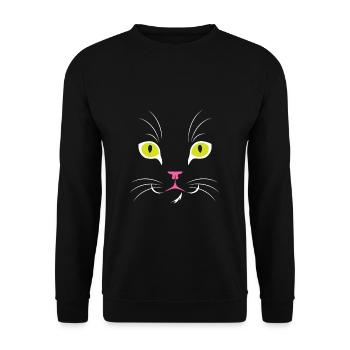 Chats Visage Yeux - Sweat-shirt Unisexe - noir - Devant - Alina (178cm) & Michal (187cm)