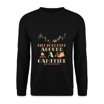 Campfire Camping Camping - Unisex Sweatshirt - black - Front - Alina (178cm) & Michal (187cm)