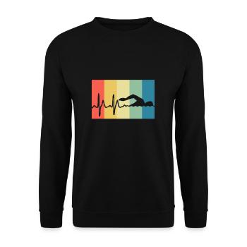 Schwimmer Herzschlag, EKG - Unisex Pullover - Schwarz - Vorne - Alina (178cm) & Michal (187cm)