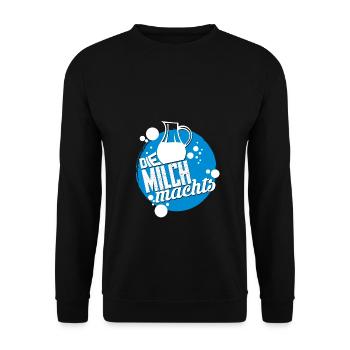 Die Milch machts, nostalgisches Werbeschild - Unisex Pullover - Schwarz - Vorne - Alina (178cm) & Michal (187cm)