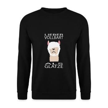 Alpaka - Lieber Vollbart als Glatze - Unisex Pullover - Schwarz - Vorne - Alina (178cm) & Michal (187cm)