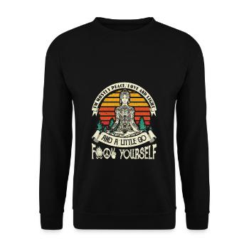 I am Mostly Peace Love And Light Vintage Woman - Unisex Pullover - Schwarz - Vorne - Alina (178cm) & Michal (187cm)