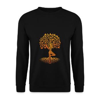 Yoga Baum des Lebens Frau Meditation Chakra Design - Unisex Pullover - Schwarz - Vorne - Alina (178cm) & Michal (187cm)