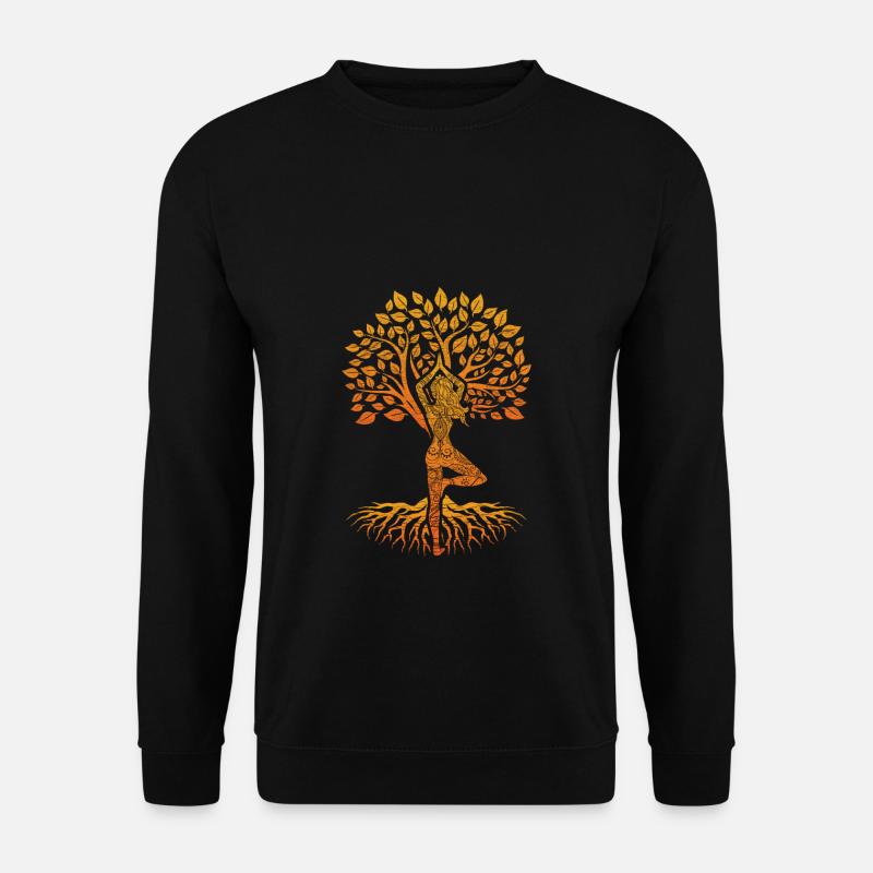 Yoga Baum des Lebens Frau Meditation Chakra Design - Unisex Pullover - Schwarz