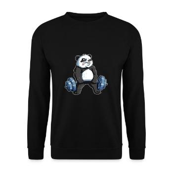 Deadlift Panda - Bodybuilder Workout Fitness Gym - Unisex Pullover - Schwarz - Vorne - Alina (178cm) & Michal (187cm)