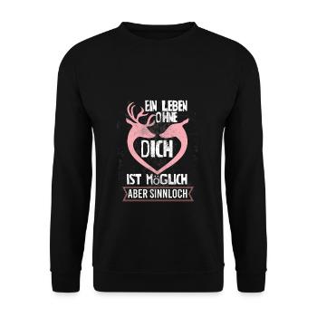 Une vie sans toi est possible, mais le trou des sens - Sweat-shirt Unisexe - noir - Devant - Alina (178cm) & Michal (187cm)