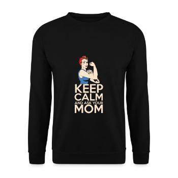 Reste calme et demande à maman Reste calme et demande à maman - Sweat-shirt Unisexe - noir - Devant - Alina (178cm) & Michal (187cm)