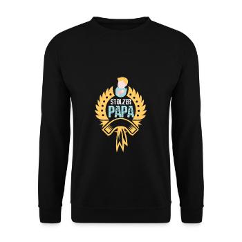 Stolzer Papa - Unisex Pullover - Schwarz - Vorne - Alina (178cm) & Michal (187cm)