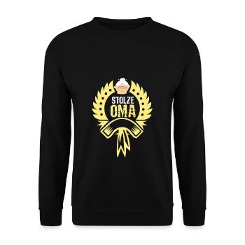 Stolze Oma - Unisex Pullover - Schwarz - Vorne - Alina (178cm) & Michal (187cm)