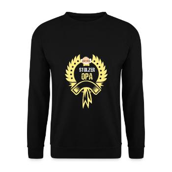 Stolzer Opa - Unisex Pullover - Schwarz - Vorne - Alina (178cm) & Michal (187cm)