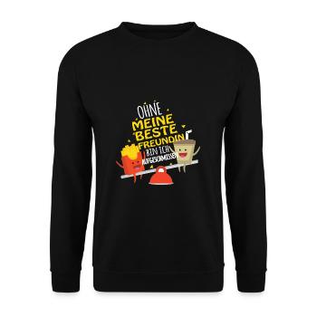 Ohne meine beste Freundin bin ich aufgeschmissen - Unisex Pullover - Schwarz - Vorne - Alina (178cm) & Michal (187cm)