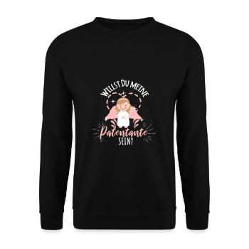 Willst Du meine Patentante sein? - Unisex Pullover - Schwarz - Vorne - Alina (178cm) & Michal (187cm)