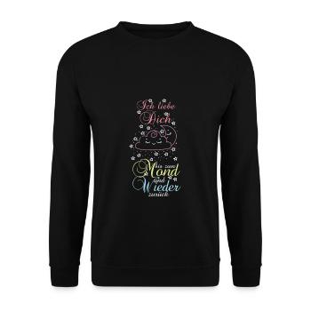 Ich liebe Dich bis zum Mond und wieder zurück - Unisex Pullover - Schwarz - Vorne - Alina (178cm) & Michal (187cm)