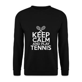 Restez calme Restez calme et jouez au tennis - Sweat-shirt Unisexe - noir - Devant - Alina (178cm) & Michal (187cm)