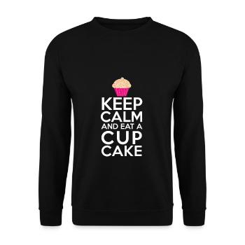 Restez calme Restez calme et mangez un petit gâteau - Sweat-shirt Unisexe - noir - Devant - Alina (178cm) & Michal (187cm)
