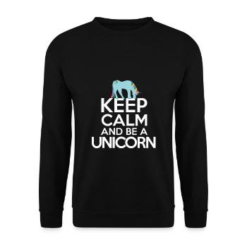 Restez calme Restez calme et soyez une licorne - Sweat-shirt Unisexe - noir - Devant - Alina (178cm) & Michal (187cm)