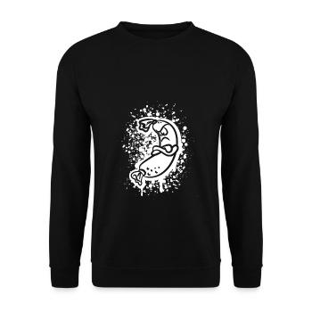 Beleidigte Leberwurst Essen Comic Funny Food Shirt - Unisex Pullover - Schwarz - Vorne - Alina (178cm) & Michal (187cm)