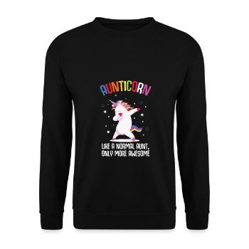 Einhorn Tante Aunticorn Bunt Pink lustig Geschenk - Unisex Pullover - Schwarz - Vorne - Alina (178cm) & Michal (187cm)