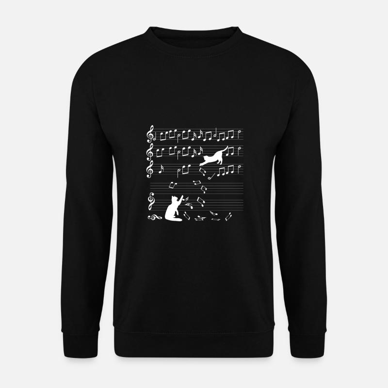 Katzen Musik Noten Spielzeug Instrument Geschenk - Unisex Pullover - Schwarz