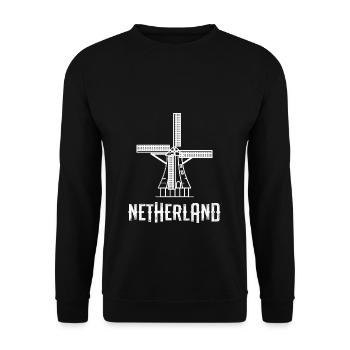 Hollande Pays-Bas Amsterdam moulin - Sweat-shirt Unisexe - noir - Devant - Alina (178cm) & Michal (187cm)