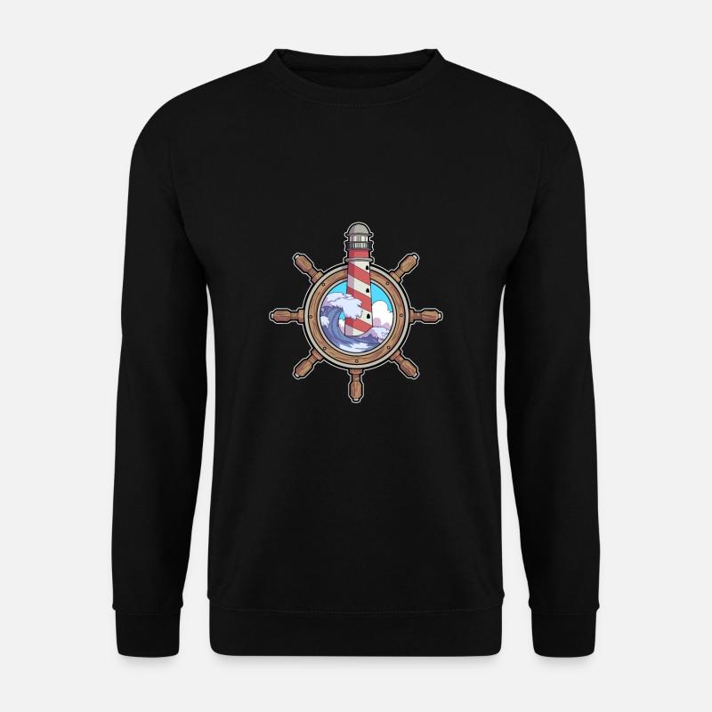 Steuerrad Leuchtturm Küste Norddeutsch Geschenk - Unisex Pullover - Schwarz