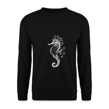 Vintage Seepferd - Unisex Pullover - Schwarz - Vorne - Alina (178cm) & Michal (187cm)