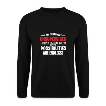 Cadeaux de sarcasme de défense sans surveillance - Sweat-shirt Unisexe - noir - Devant - Alina (178cm) & Michal (187cm)