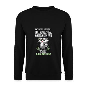 Nachtaktiv, Augenringe, irgendwie süß, kämpft um s - Unisex Pullover - Schwarz - Vorne - Alina (178cm) & Michal (187cm)