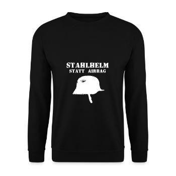 Biker T-Shirt Club Shirt Stahlhelm statt Airbag - Unisex Pullover - Schwarz - Vorne - Alina (178cm) & Michal (187cm)