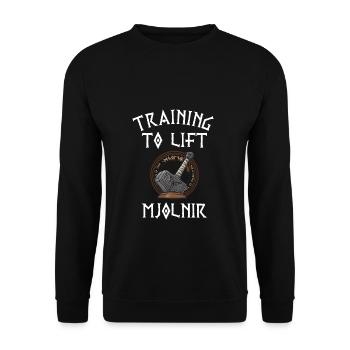 Training to lift Mjolnir Gym Fitness Wikinger - Unisex Pullover - Schwarz - Vorne - Alina (178cm) & Michal (187cm)