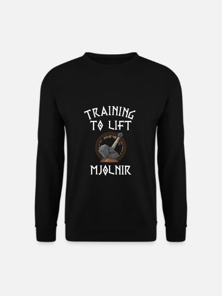 Training to lift Mjolnir Gym Fitness Wikinger - Unisex Pullover - Schwarz