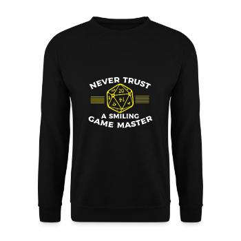 Ne faites jamais confiance au maître du jeu - stylo et papier - Sweat-shirt Unisexe - noir - Devant - Alina (178cm) & Michal (187cm)
