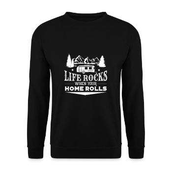 My home rolls - camping, camping, gift - Unisex Sweatshirt - black - Front - Alina (178cm) & Michal (187cm)