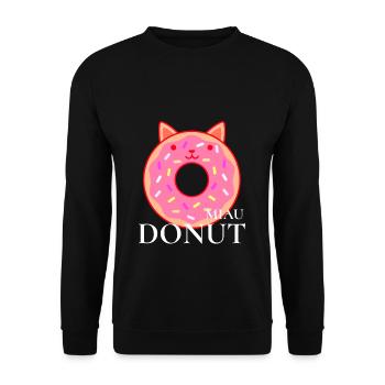 Donut Miau T Shirt Geschenkidee - Unisex Pullover - Schwarz - Vorne - Alina (178cm) & Michal (187cm)