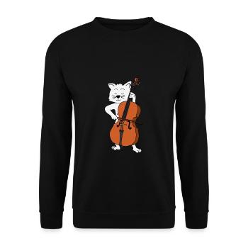 Katze Cello Spielen Kätzchen Musik Liebe Geschenk - Unisex Pullover - Schwarz - Vorne - Alina (178cm) & Michal (187cm)