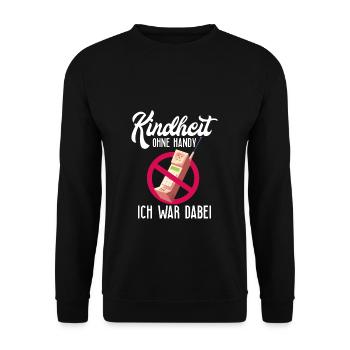 Kindheit ohne Handy - Smartphone, Telefon - Unisex Pullover - Schwarz - Vorne - Alina (178cm) & Michal (187cm)