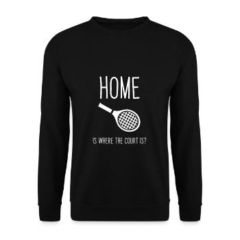 Home Court Tennis - Squash, Geschenk - Unisex Pullover - Schwarz - Vorne - Alina (178cm) & Michal (187cm)