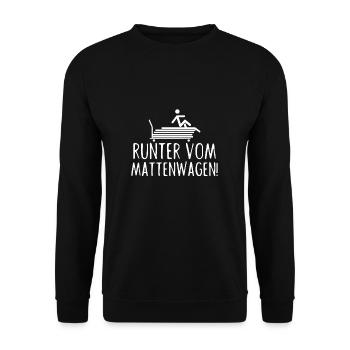 Runter vom Mattenwagen - Sportlehrer, Sport Schule - Unisex Pullover - Schwarz - Vorne - Alina (178cm) & Michal (187cm)