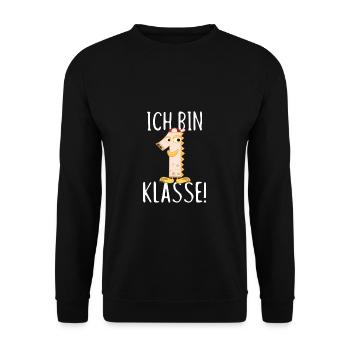I am first grade - school enrollment, first grader - Unisex Sweatshirt - black - Front - Alina (178cm) & Michal (187cm)