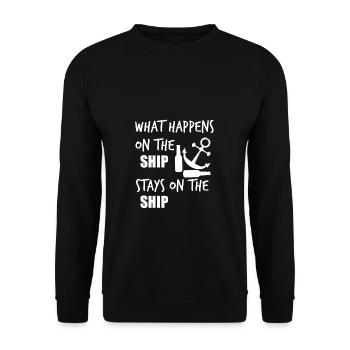 What happens on the ship, stays on the ship - Unisex Pullover - Schwarz - Vorne - Alina (178cm) & Michal (187cm)