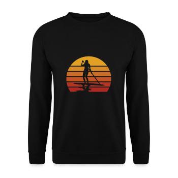 Stand Up Paddling Vintage SUP Paddling Gift - Unisex Sweatshirt - black - Front - Alina (178cm) & Michal (187cm)