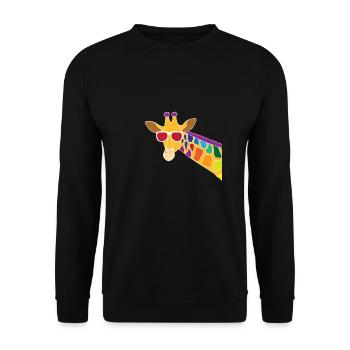 Giraffe mit Sonnenbrille Durchblick Cool Geschenk - Unisex Pullover - Schwarz - Vorne - Alina (178cm) & Michal (187cm)