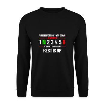 Only one down - Motocross, Enduro, Biker, Motorcycle - Unisex Sweatshirt - black - Front - Alina (178cm) & Michal (187cm)
