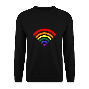LGBT Gay Pride Schwul Lesbisch Love Wifi Signal - Unisex Sweatshirt - black - Front - Alina (178cm) & Michal (187cm)