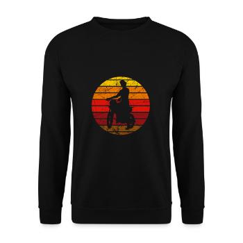 Motocross retro, Enduro, Biker, Motorrad - Unisex Pullover - Schwarz - Vorne - Alina (178cm) & Michal (187cm)