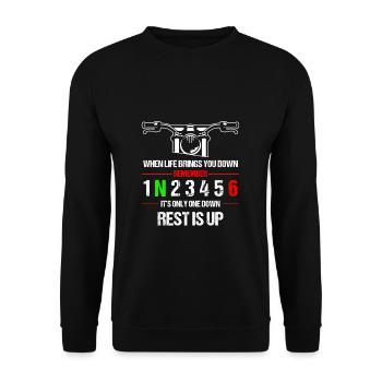Only one down - Motocross, Enduro, Biker, Motorcycle - Unisex Sweatshirt - black - Front - Alina (178cm) & Michal (187cm)